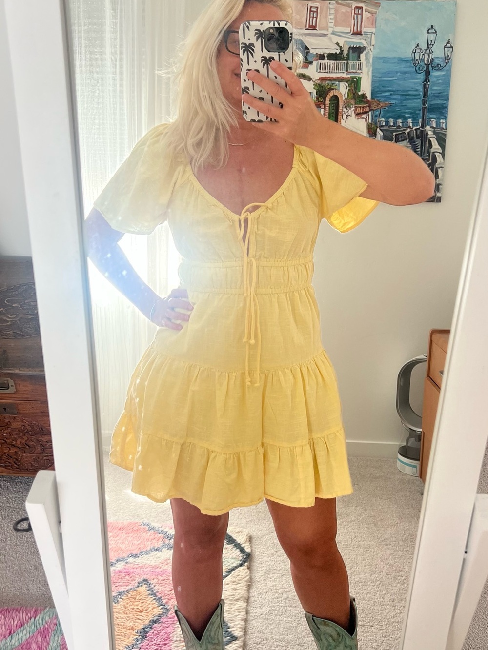 Cotton On Sunny Yellow Tiered Mini Dress